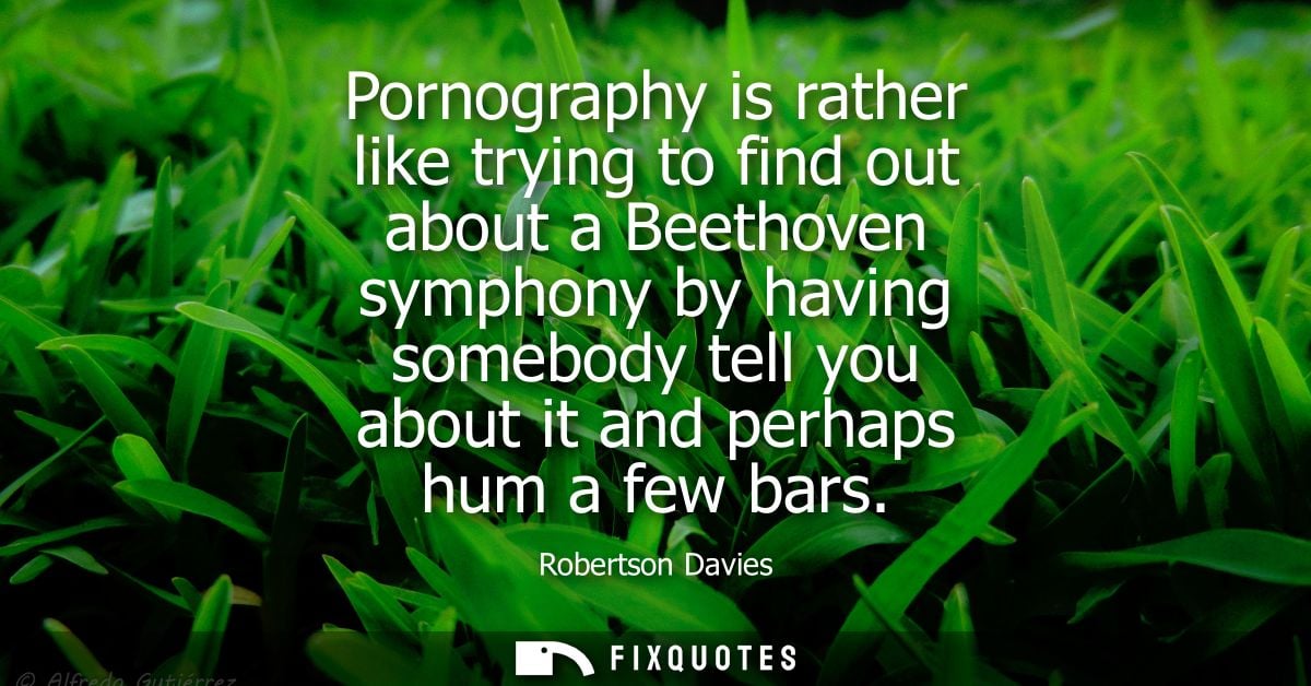 Pornography is rather like trying to find out about a Beethoven symphony by having somebody tell you about it and perhap