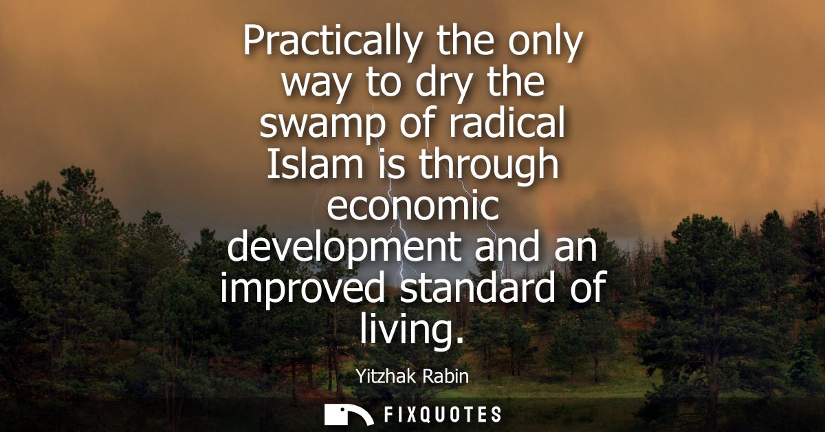 Practically the only way to dry the swamp of radical Islam is through economic development and an improved standard of l