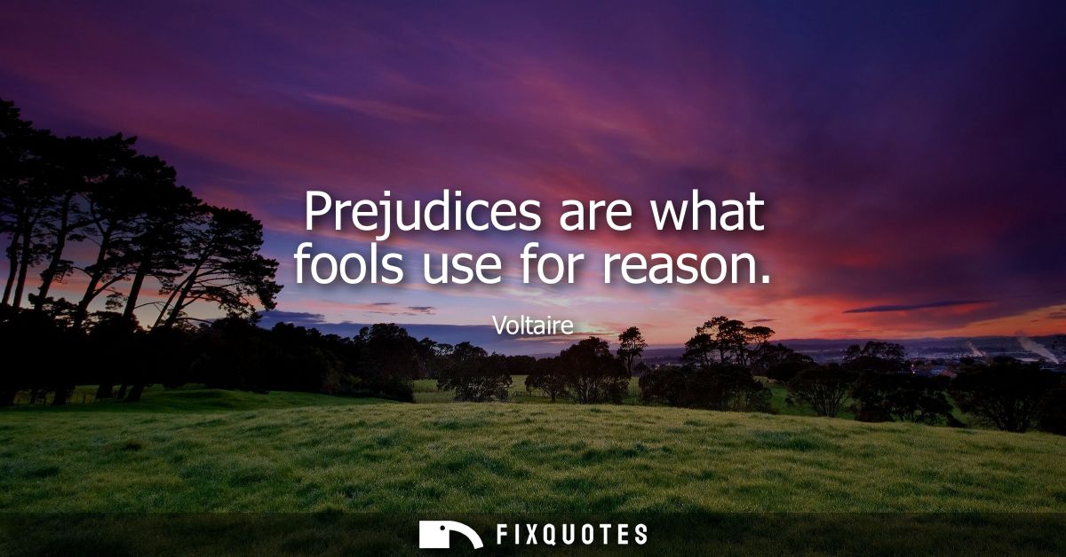 Prejudices are what fools use for reason