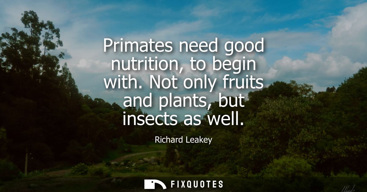 Primates need good nutrition, to begin with. Not only fruits and plants, but insects as well