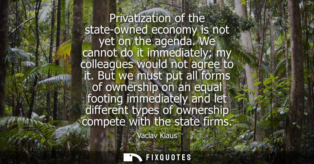 Privatization of the state-owned economy is not yet on the agenda. We cannot do it immediately my colleagues would not a