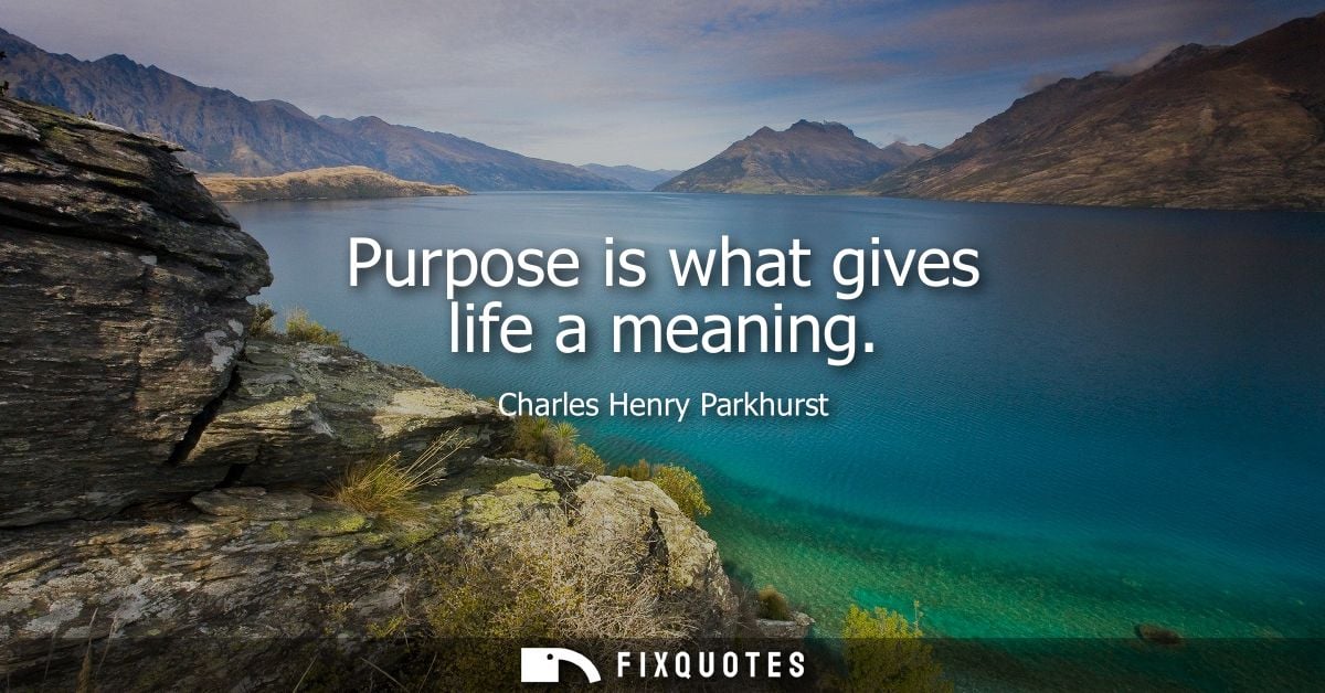 Purpose is what gives life a meaning - Charles Henry Parkhurst