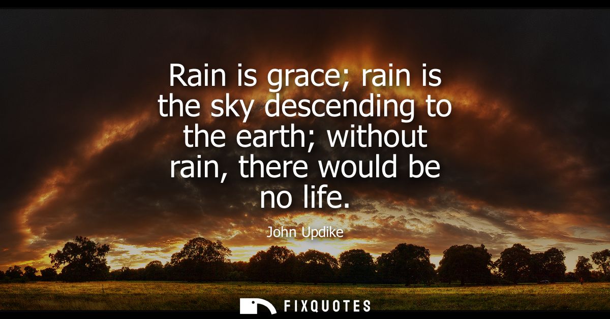 Rain is grace rain is the sky descending to the earth without rain, there would be no life