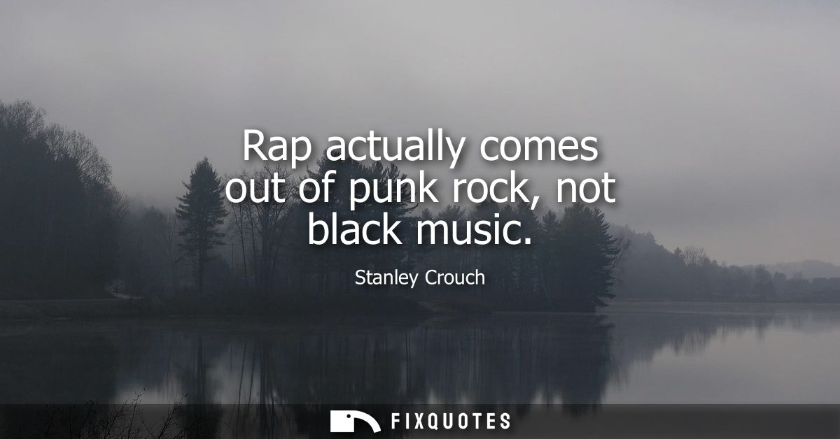 Rap actually comes out of punk rock, not black music