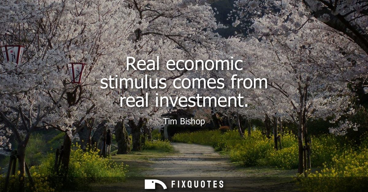 Real economic stimulus comes from real investment