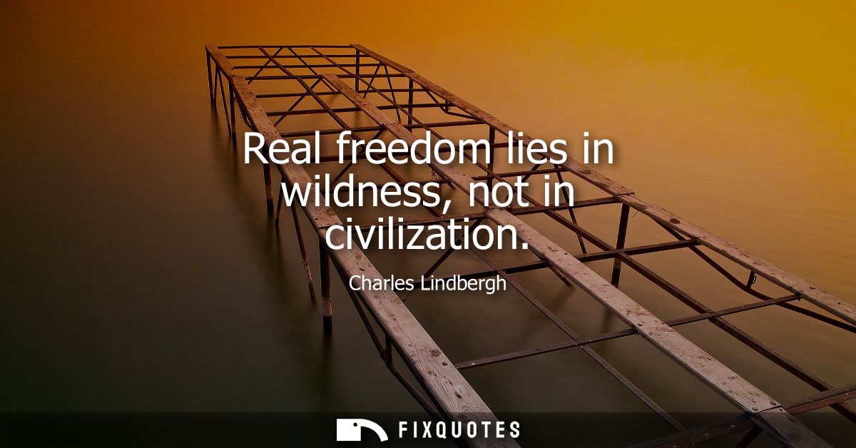 Real freedom lies in wildness, not in civilization