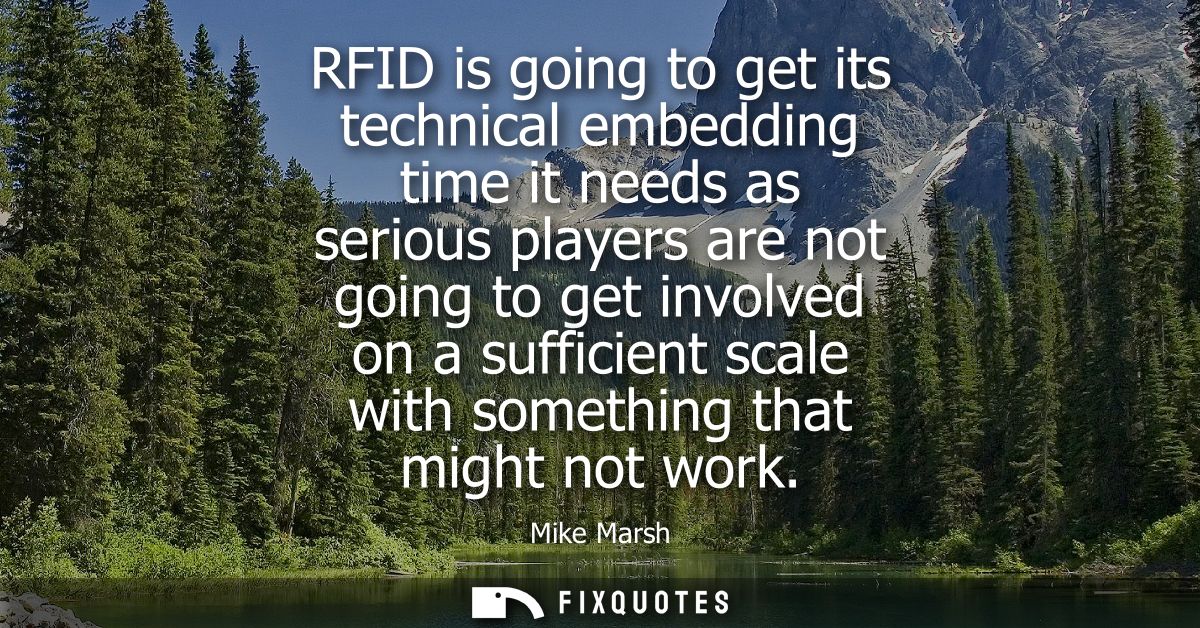 RFID is going to get its technical embedding time it needs as serious players are not going to get involved on a suffici