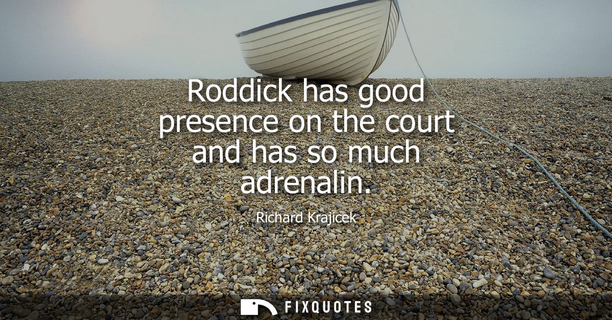 Roddick has good presence on the court and has so much adrenalin - Richard Krajicek