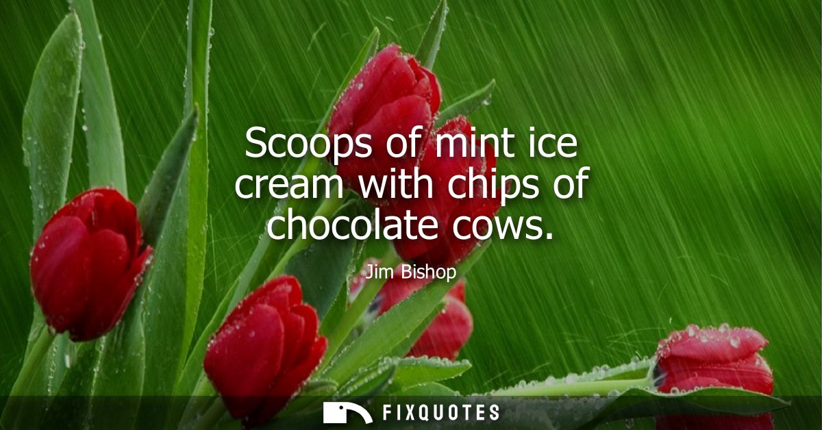 Scoops of mint ice cream with chips of chocolate cows