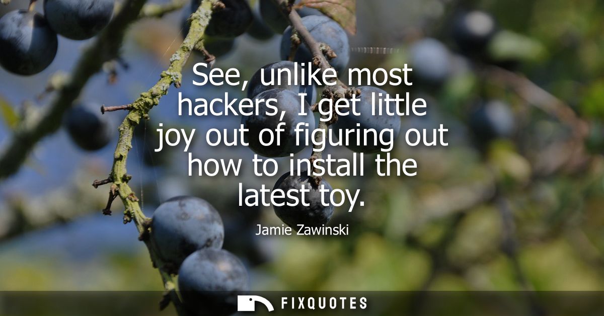 See, unlike most hackers, I get little joy out of figuring out how to install the latest toy