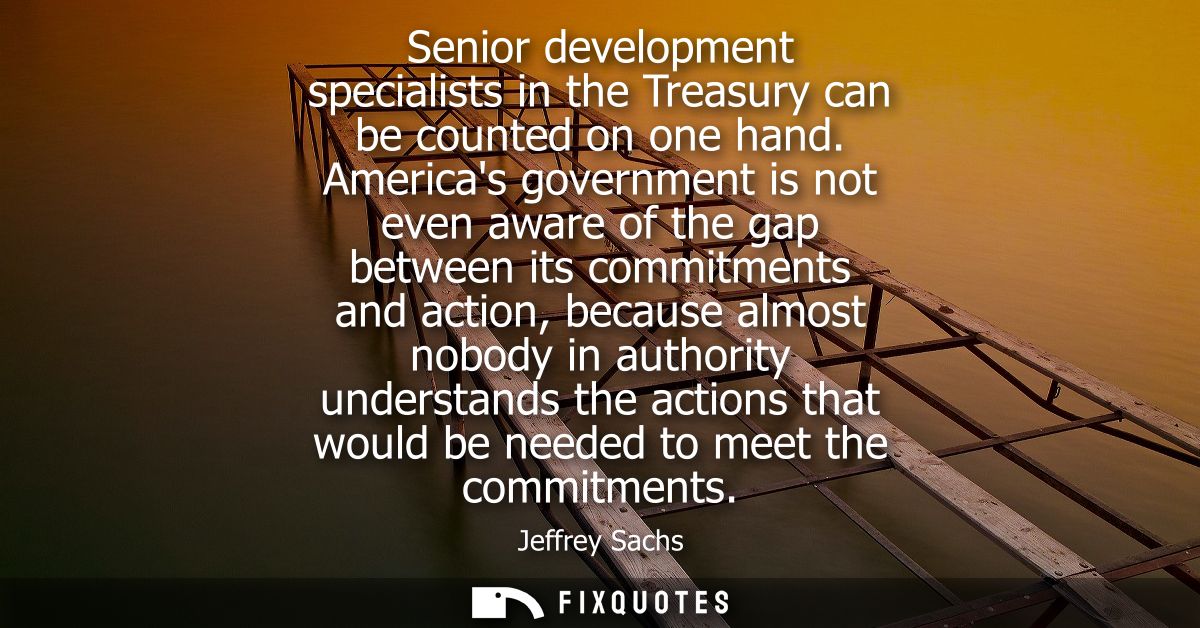 Senior development specialists in the Treasury can be counted on one hand. Americas government is not even aware of the 