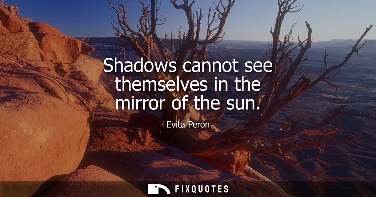 Shadows cannot see themselves in the mirror of the sun