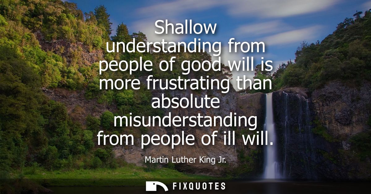 Shallow understanding from people of good will is more frustrating than absolute misunderstanding from people of ill wil