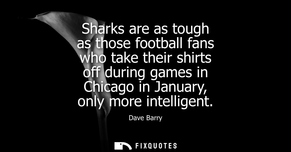 Sharks are as tough as those football fans who take their shirts off during games in Chicago in January, only more intel