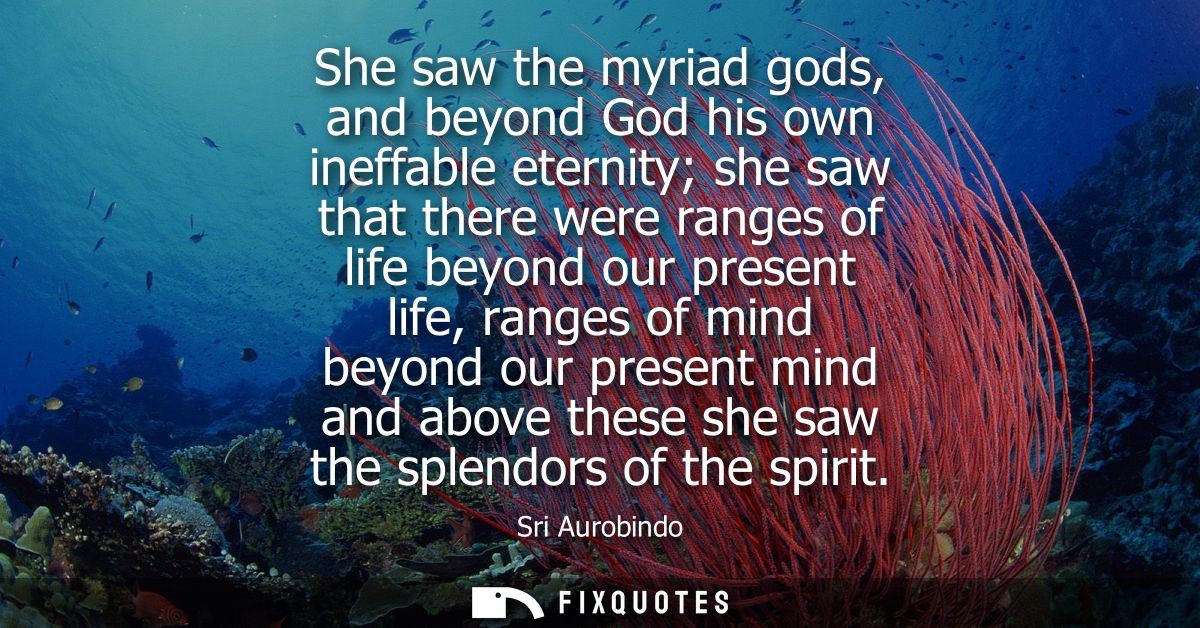 She saw the myriad gods, and beyond God his own ineffable eternity she saw that there were ranges of life beyond our pre