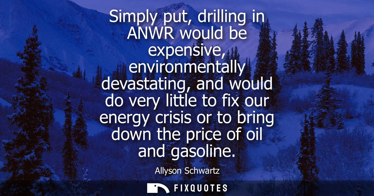 Simply put, drilling in ANWR would be expensive, environmentally devastating, and would do very little to fix our energy