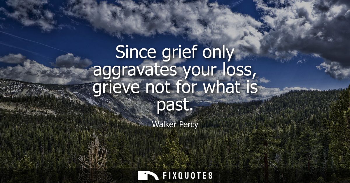 Since grief only aggravates your loss, grieve not for what is past