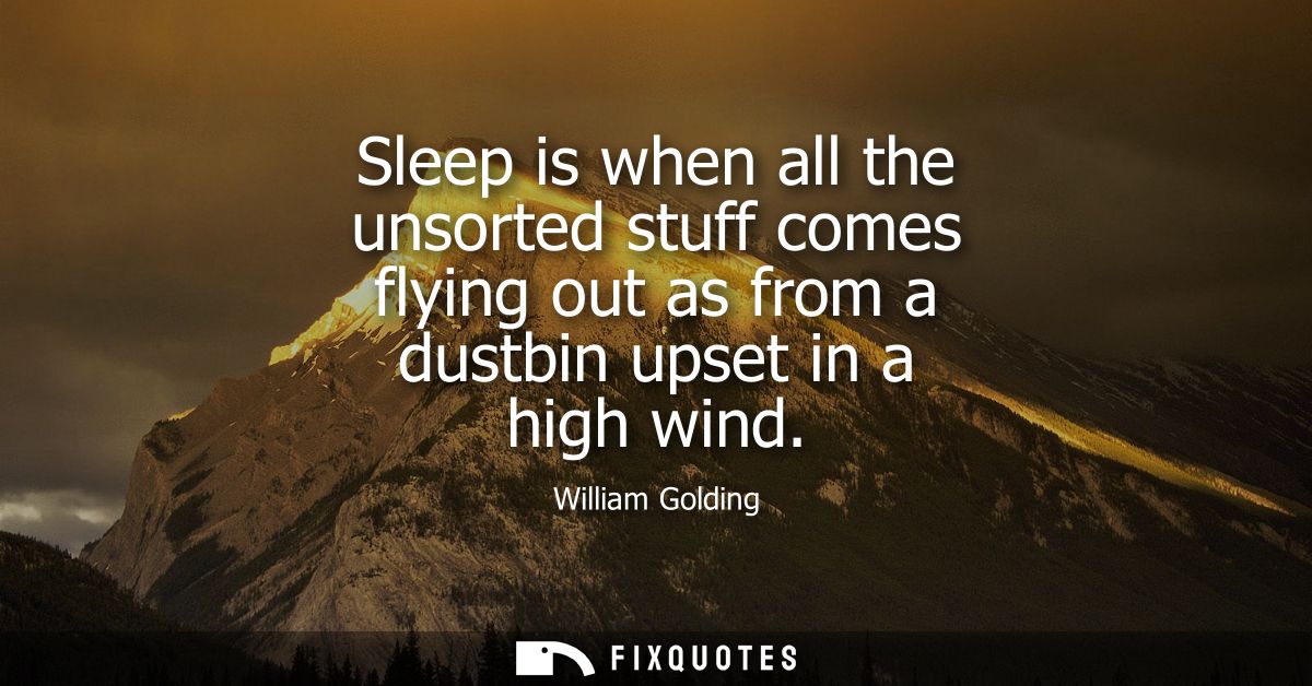 Sleep is when all the unsorted stuff comes flying out as from a dustbin upset in a high wind