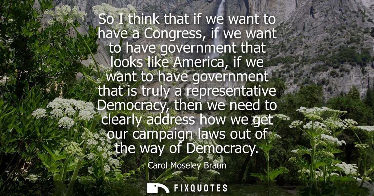 So I think that if we want to have a Congress, if we want to have government that looks like America, if we want to have