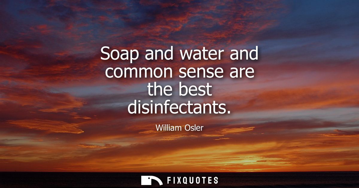 Soap and water and common sense are the best disinfectants