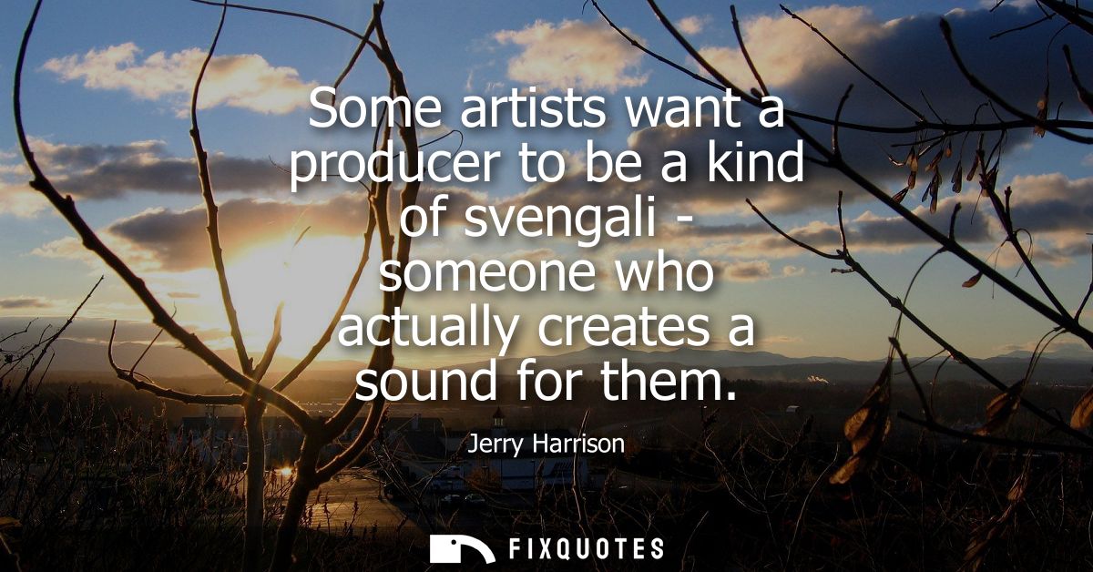 Some artists want a producer to be a kind of svengali - someone who actually creates a sound for them