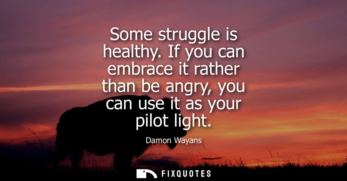Some struggle is healthy. If you can embrace it rather than be angry, you can use it as your pilot light