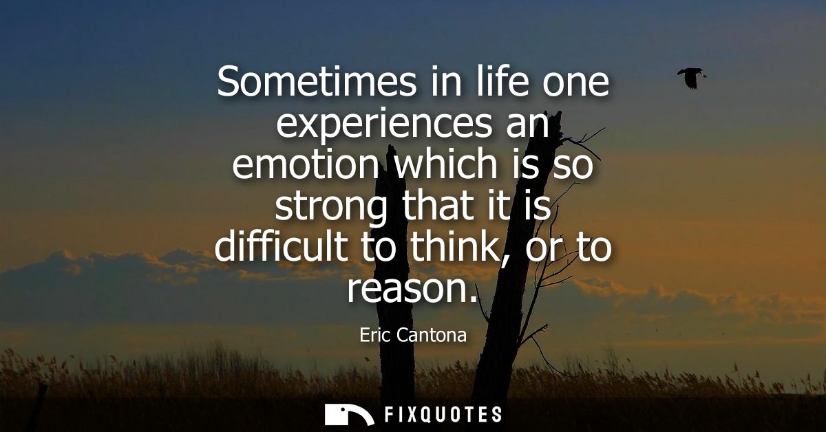Sometimes in life one experiences an emotion which is so strong that it is difficult to think, or to reason
