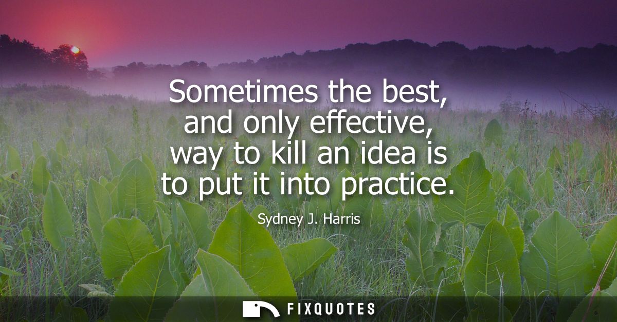 Sometimes the best, and only effective, way to kill an idea is to put it into practice