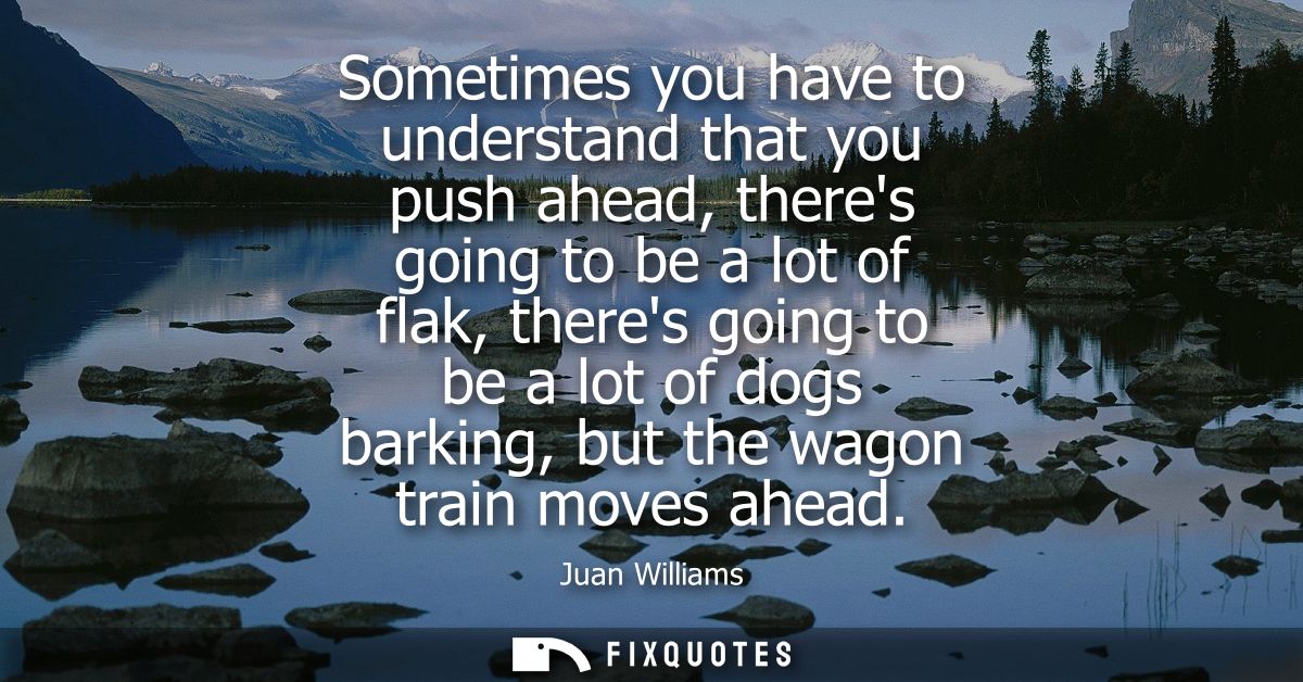 Sometimes you have to understand that you push ahead, theres going to be a lot of flak, theres going to be a lot of dogs