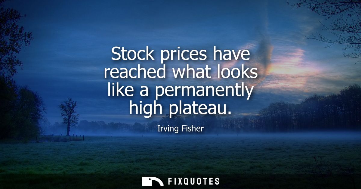 Stock prices have reached what looks like a permanently high plateau
