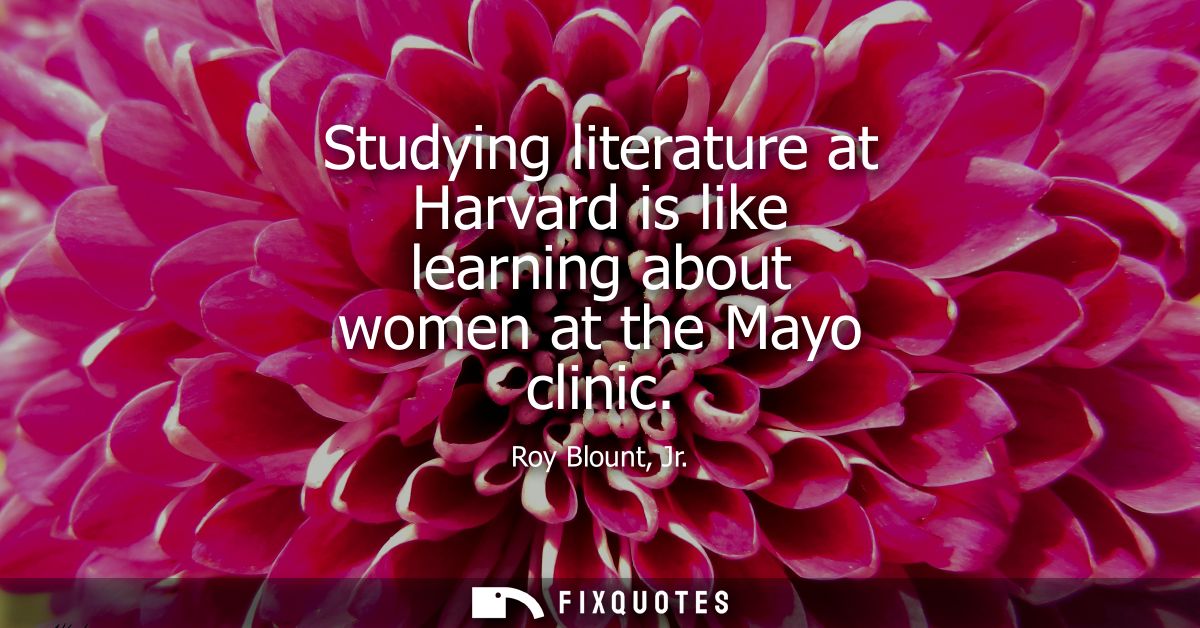Studying literature at Harvard is like learning about women at the Mayo clinic