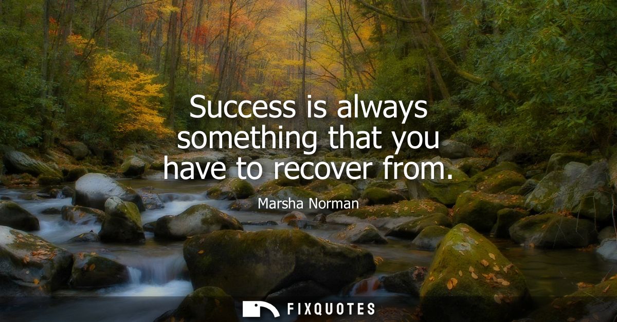 Success is always something that you have to recover from