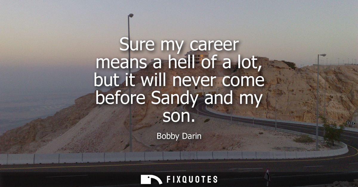 Sure my career means a hell of a lot, but it will never come before Sandy and my son