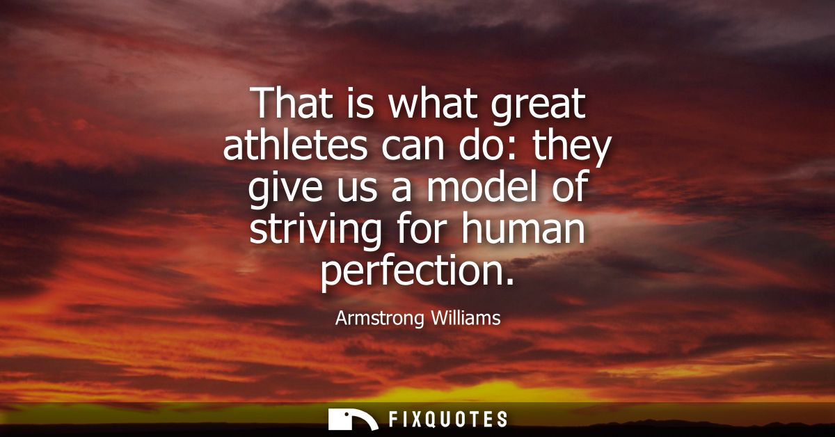 That is what great athletes can do: they give us a model of striving for human perfection