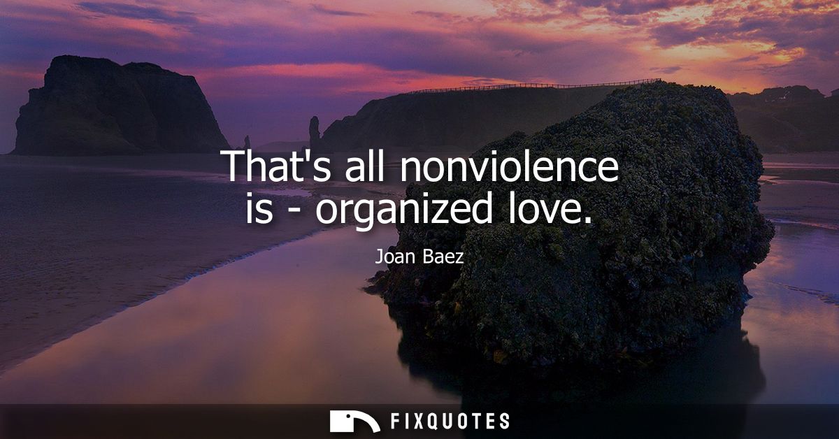 Thats all nonviolence is - organized love