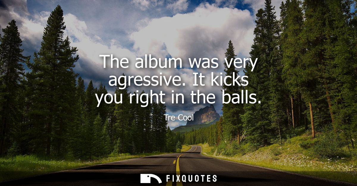 The album was very agressive. It kicks you right in the balls