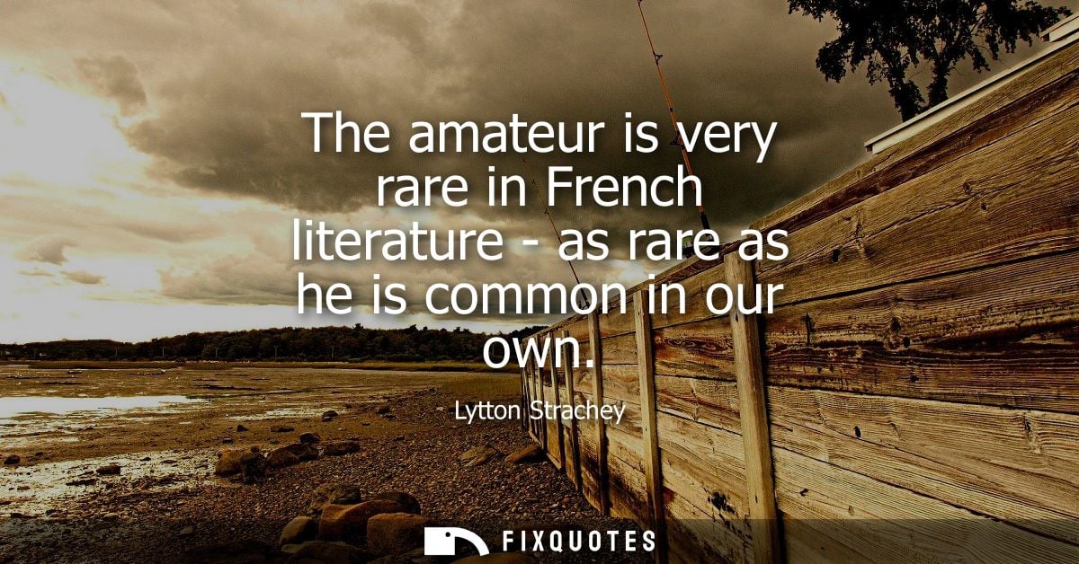 The amateur is very rare in French literature - as rare as he is common in our own
