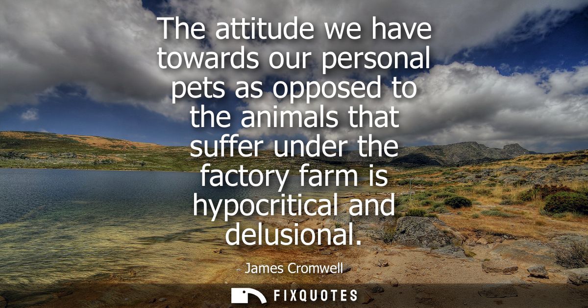 The attitude we have towards our personal pets as opposed to the animals that suffer under the factory farm is hypocriti
