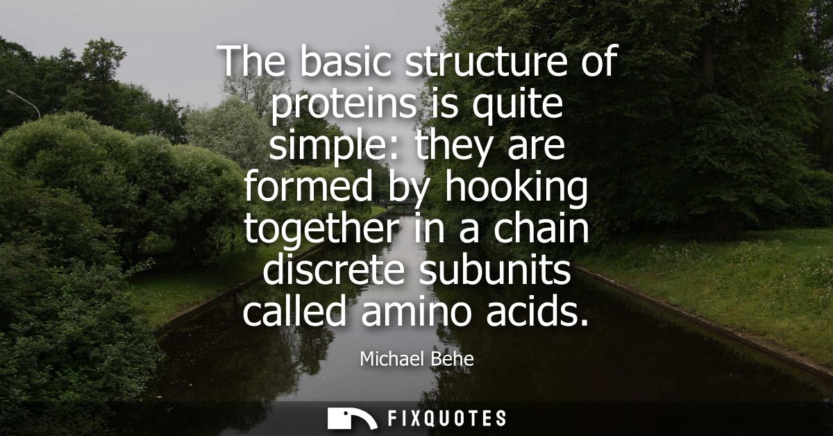 The basic structure of proteins is quite simple: they are formed by hooking together in a chain discrete subunits called