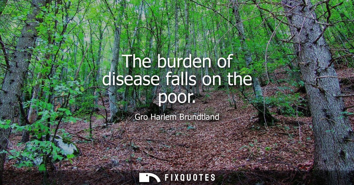 The burden of disease falls on the poor