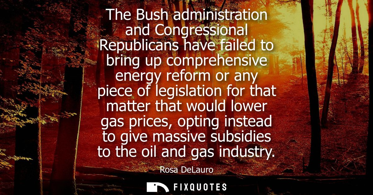 The Bush administration and Congressional Republicans have failed to bring up comprehensive energy reform or any piece o