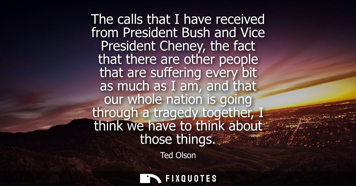 The calls that I have received from President Bush and Vice President Cheney, the fact that there are other people that 