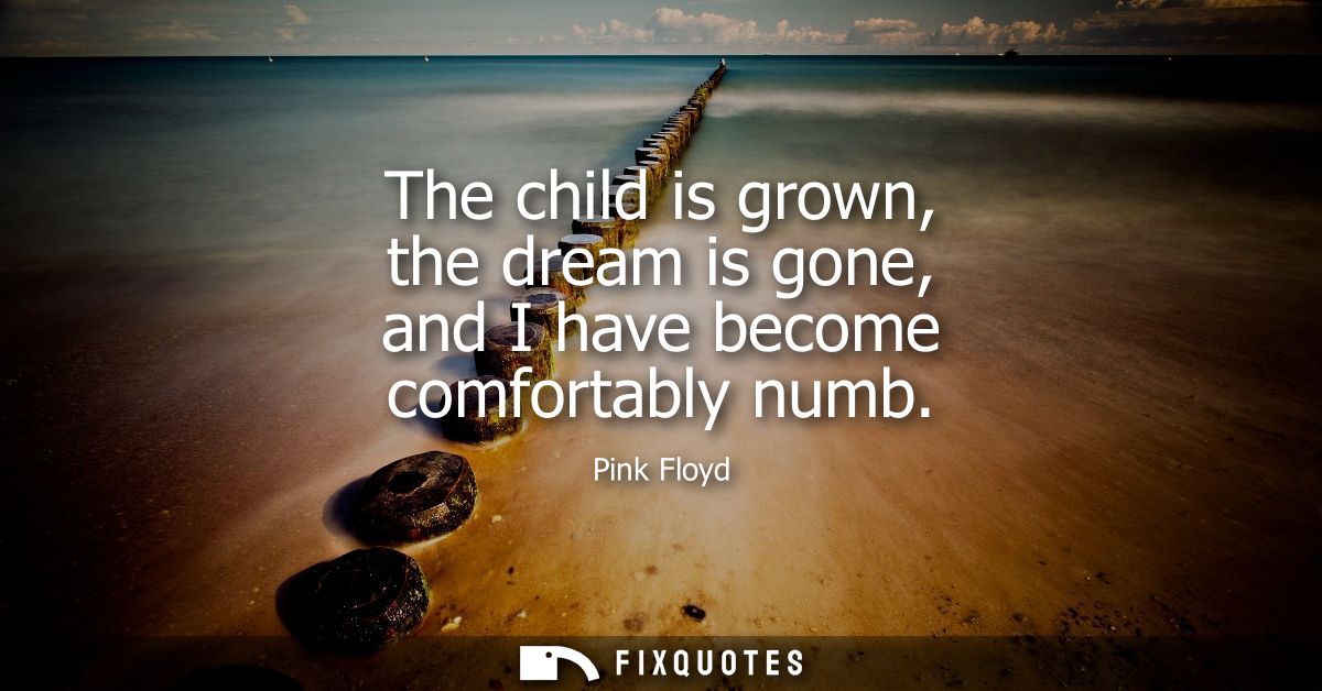 The child is grown, the dream is gone, and I have become comfortably numb