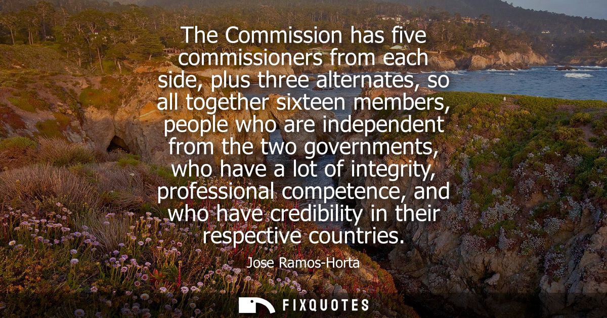 The Commission has five commissioners from each side, plus three alternates, so all together sixteen members, people who