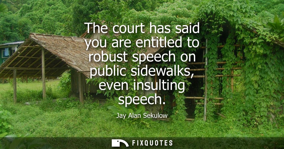 The court has said you are entitled to robust speech on public sidewalks, even insulting speech