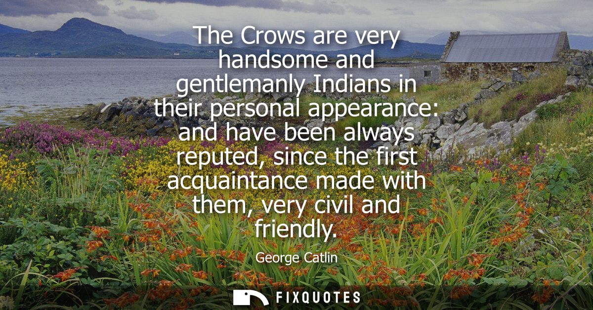 The Crows are very handsome and gentlemanly Indians in their personal appearance: and have been always reputed, since th