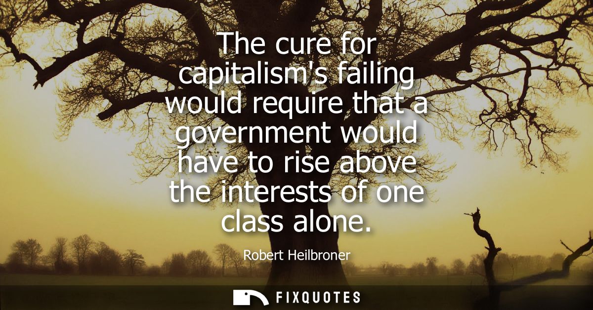 The cure for capitalisms failing would require that a government would have to rise above the interests of one class alo