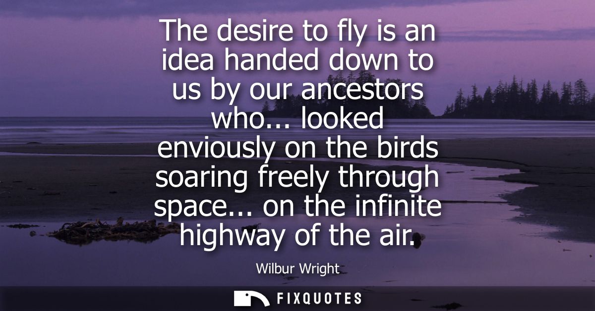 The desire to fly is an idea handed down to us by our ancestors who... looked enviously on the birds soaring freely thro