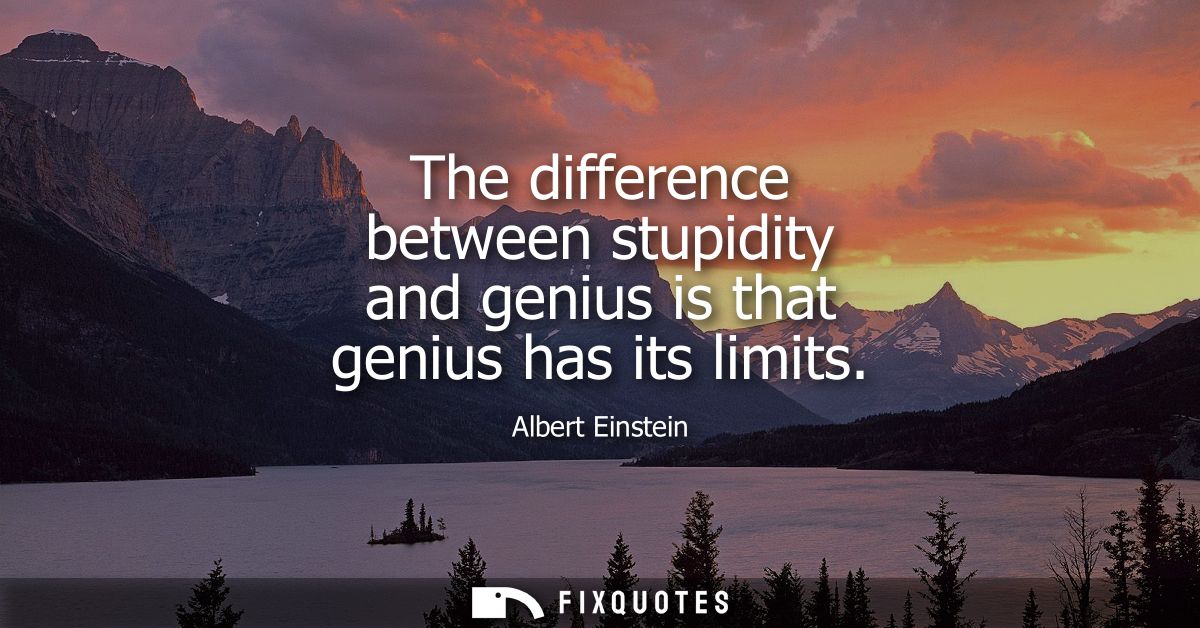 The difference between stupidity and genius is that genius has its limits