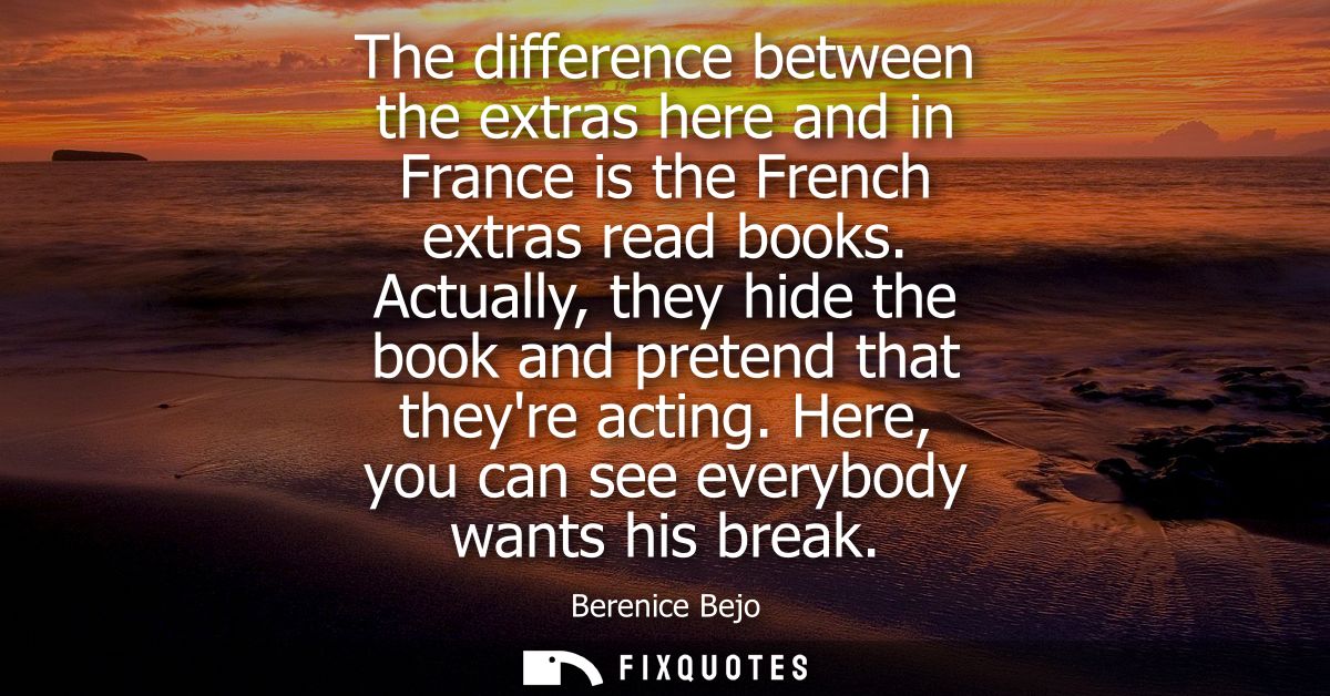 The difference between the extras here and in France is the French extras read books. Actually, they hide the book and p